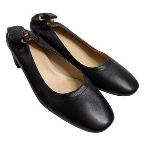 EVERLANE Black Leather Low Block Heel Pumps $288